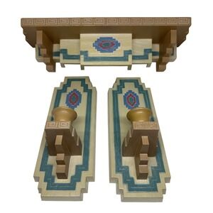 VTG Burwood Products Candle Sconces Floating Shelf Tan Aztec Southwestern Design